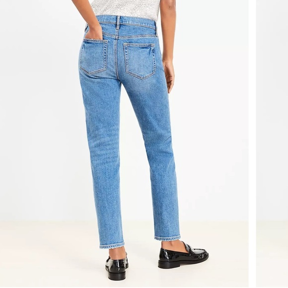 LOFT | Destructed Super Soft Girlfriend Jeans in Mid Stone Wash - Picture 2 of 6